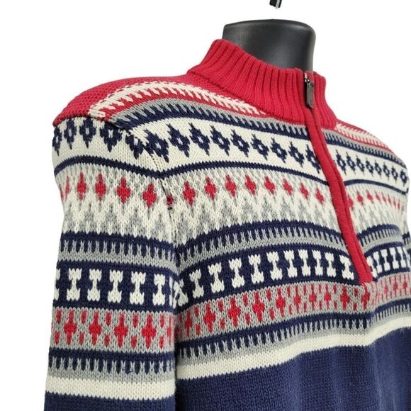 2/$20 Izod Navy Blue & Red Knitted Sweater Size: M - Picture 3 of 8